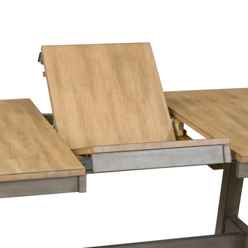 Lindsey Farm 7-Piece Trestle Table Set in Gray and Sandstone