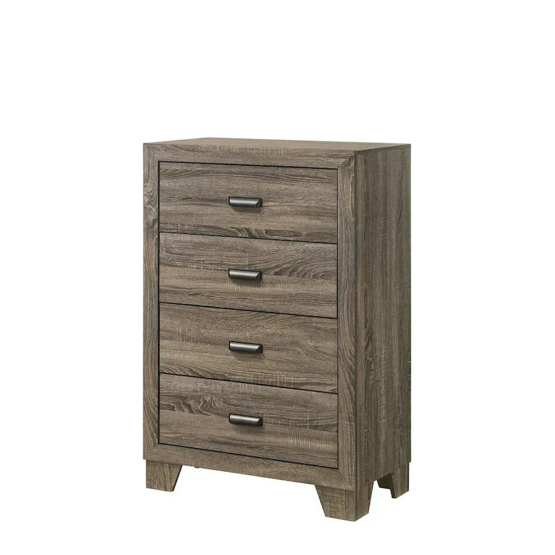 Linette 6-Piece Grey Contemporary Solid Wood and Veneer Upholstered Bedroom Set