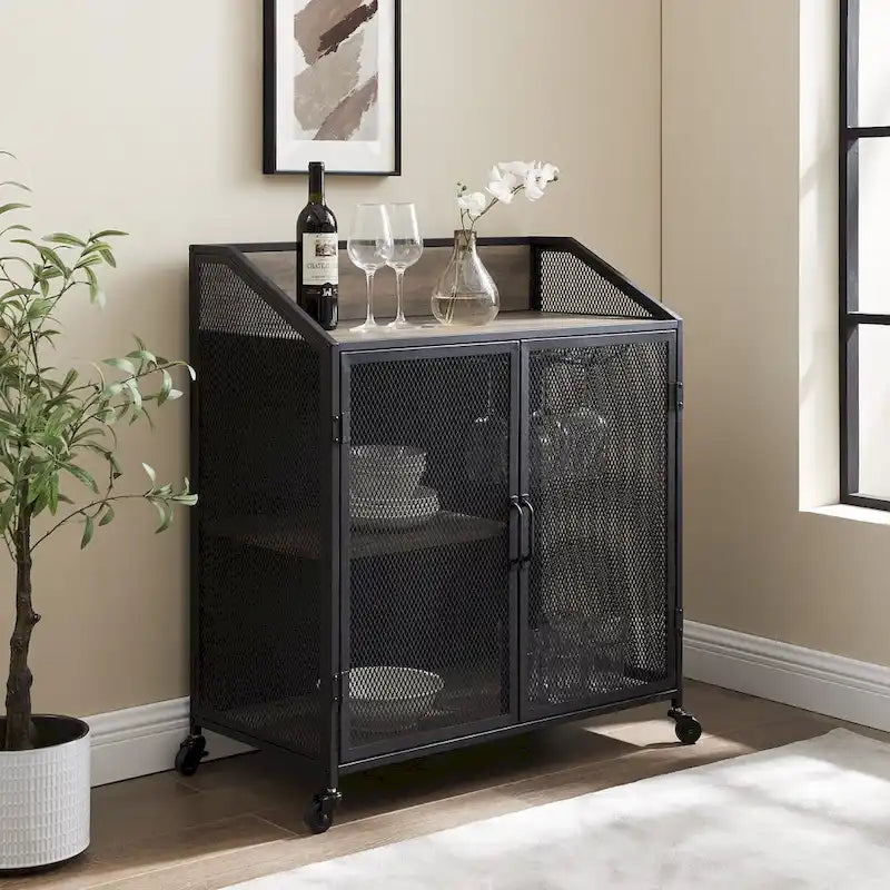 Middlebrook Pierpont Industrial-Style Mesh Bar Cabinet