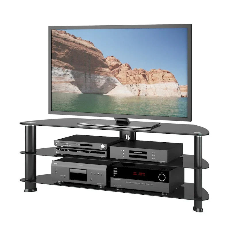 Laguna Satin Black Corner TV Stand for TVs Up to 65 Inches