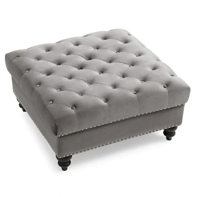 Luxurious Nola Velvet Tufted Extra-Large Ottoman