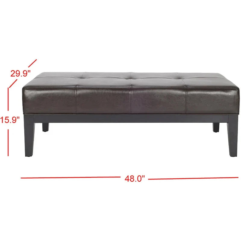 SAFAVIEH Tonja Brown Bicast Leather Rectangular Ottoman