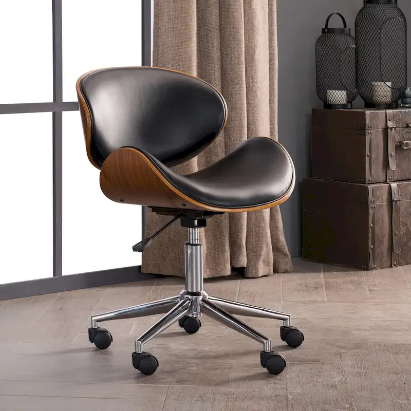 Mid-Century Modern Adjustable Office Chair with Swivel & Casters