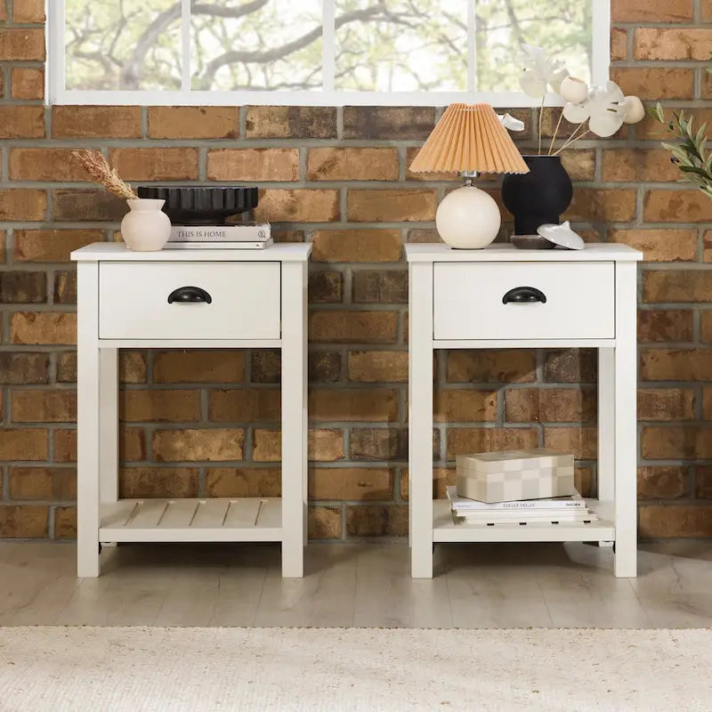 Set of 2 Middlebrook Farmhouse Nightstands with One Drawer
