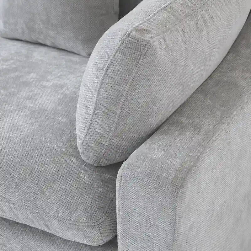 Sectional Couch with L-Shaped Design and Linen Upholstery, Featuring Multiple Cushions