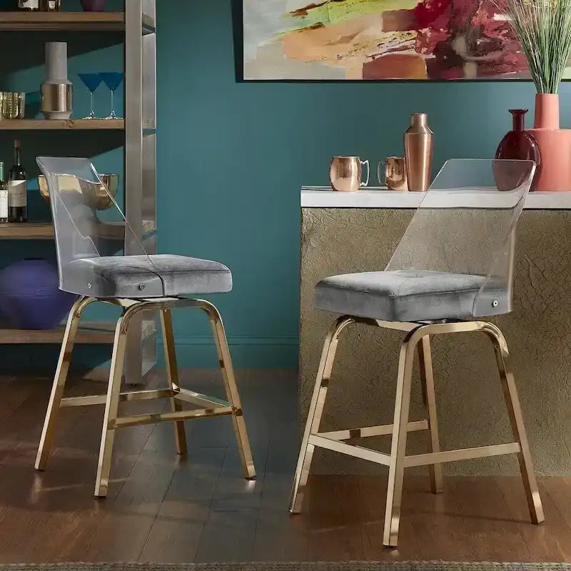 iNSPIRE Q Bold Lennox Velvet Counter Height Stools - Set of 2