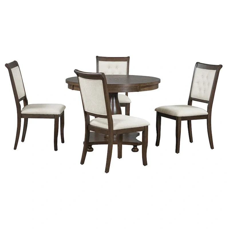GDFStudio Lak Retro 5-Piece Dining Set with Upholstered Chairs