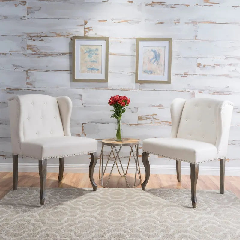 Set of 2 Niclas Wingback Studded Fabric Accent Chairs by Christopher Knight Home