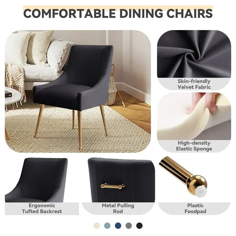 SEYNAR Set of 6 Modern Glam Boucle Velvet Dining or Vanity Chairs with Rear Handle