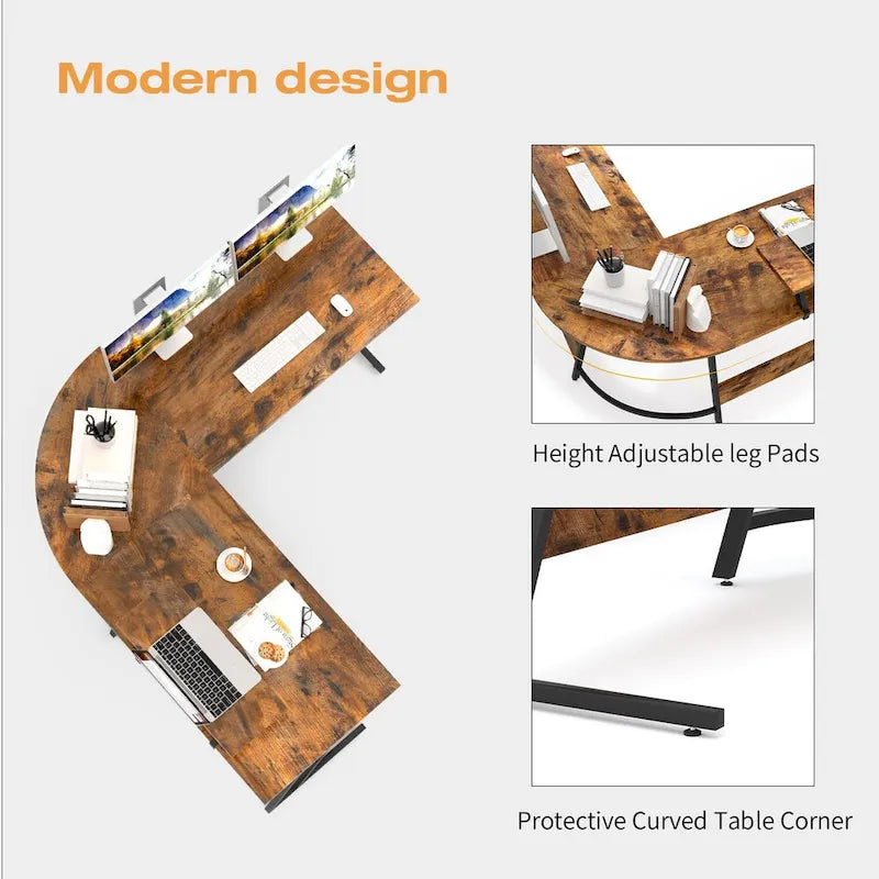 Homall Modern L-Shaped Corner Computer Desk with Accompanying Small Table