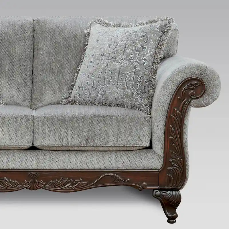 Roundhill Furniture Hernen Carved Wooden Frame Loveseat