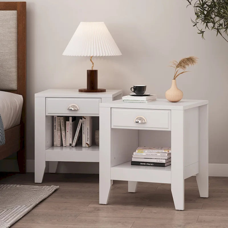 Set of 2 Foisy Faux Wood Nightstands with Drawer by Christopher Knight Home