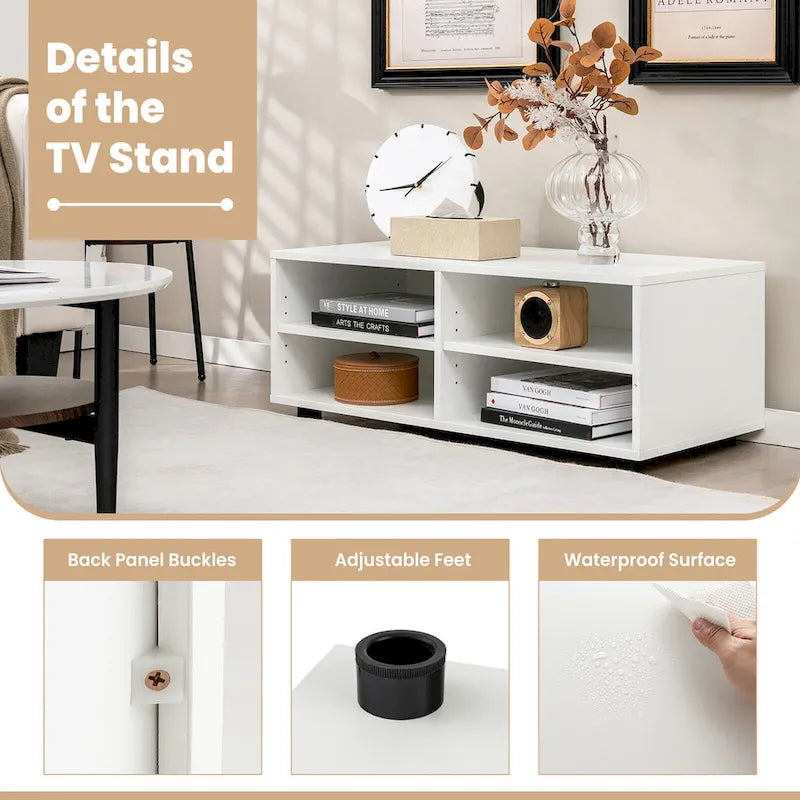 Gymax 4-Cubby TV Stand Media Console Entertainment Center