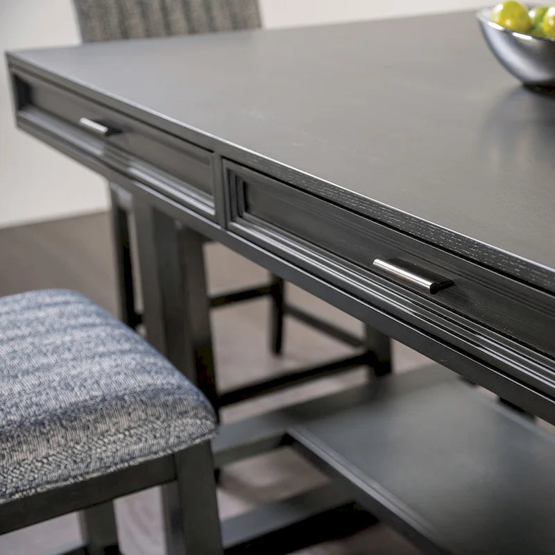 Isolde Black 60-Inch Solid Wood Counter Height Dining Table with Drawers by Furniture of America