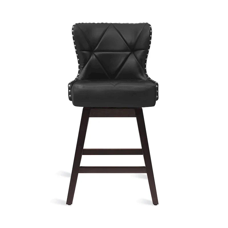 LUE BONA Set of 4 Mid-Century Modern 26-Inch Swivel Counter Stools with Faux Leather and Fabric Upholstery for Kitchen Island