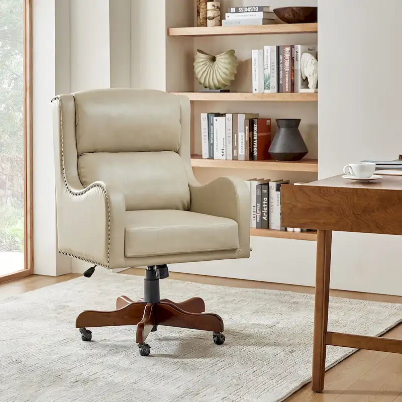 HULALA HOME Pete Adjustable Height Faux Leather Swivel Executive Chair with Tilt Mechanism