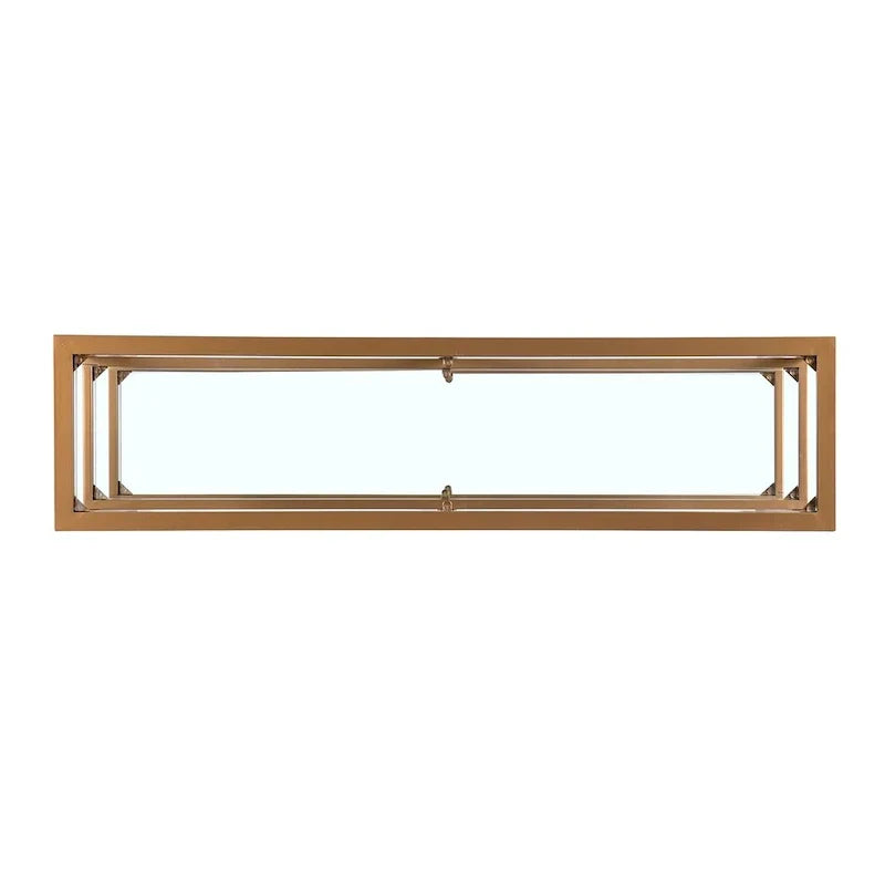 Jensen Gold Metal Console Table with Glass Shelves by SEI Furniture - Narrow Design