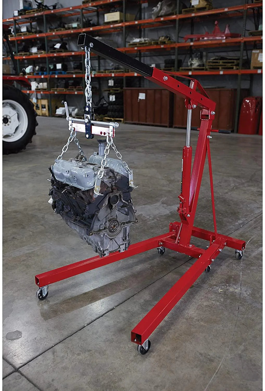 Strongway Hydraulic Engine Hoist with Load Leveler C 2-Ton Capacity, 1in.-82 5/8in. Lift Range