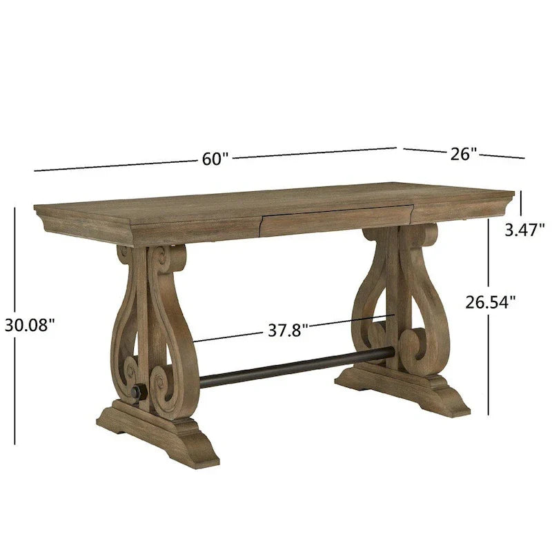 iNSPIRE Q Artisan Gannon 1-Drawer Writing Desk with Wire Brushed Oak Finish