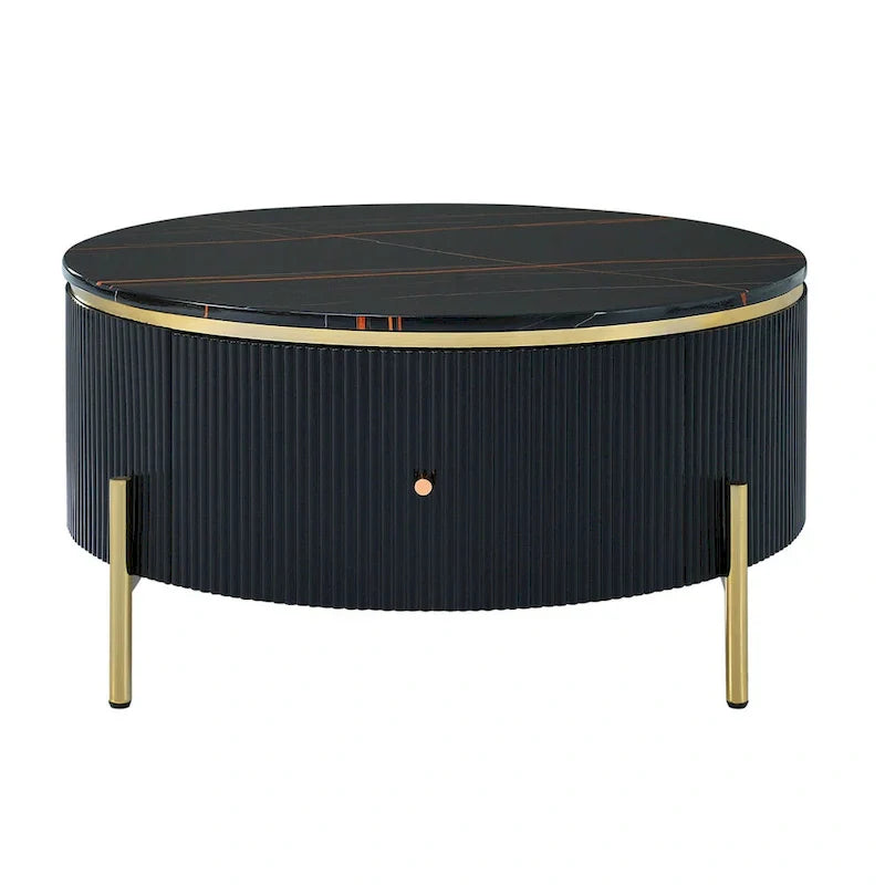 Merax Contemporary Round Coffee Table Featuring 2 Spacious Drawers