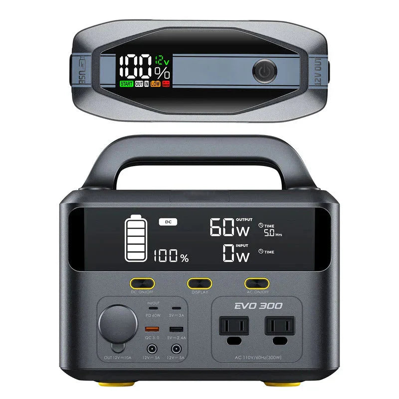 T8 APEX Jump Starter Standard Package and EVO 300 Portable Power Station