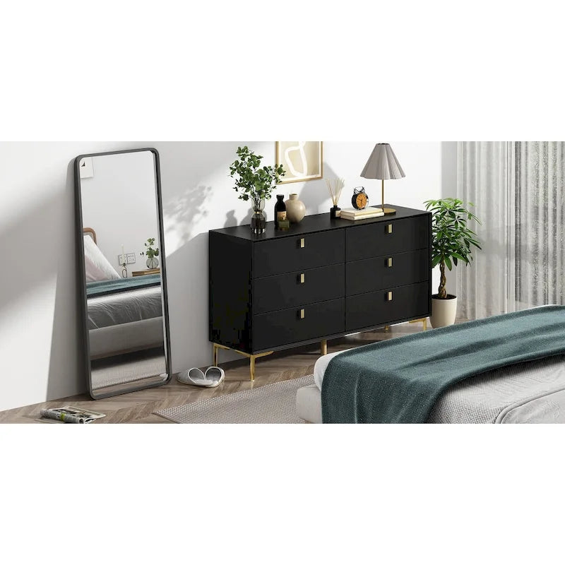 Mid-Century 6-Drawer Storage Dresser Chest Sideboard