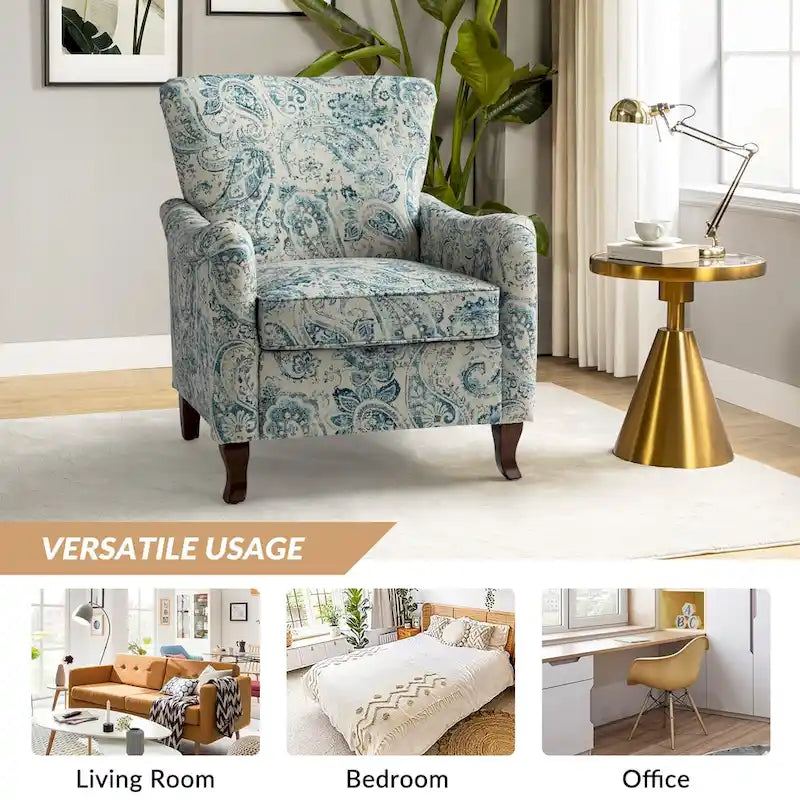 Set of 2 Samouel Contemporary Floral Wingback Armchairs by HULALA HOME