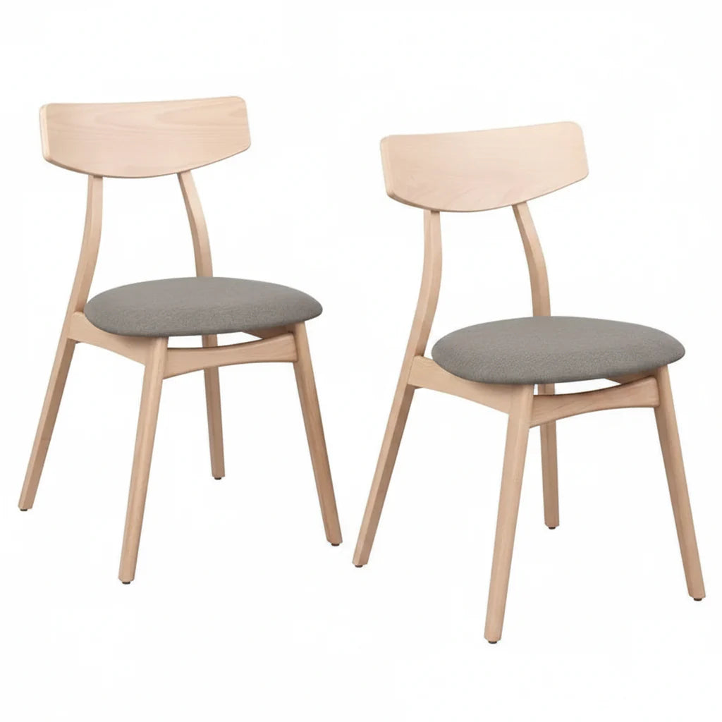 Set of 2 Cadiz Dining Chairs in Solid Beechwood by Simple Living