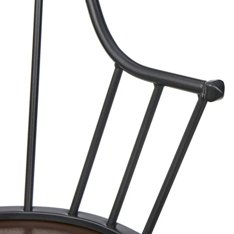 Set of 2 Farmhouse Spindle Arm Chairs Metal Frame with Wood Seat