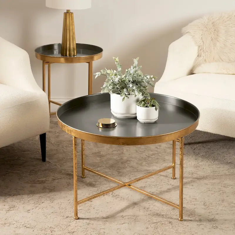 Kate and Laurel Celia 28.25-Inch Round Metal Coffee Table