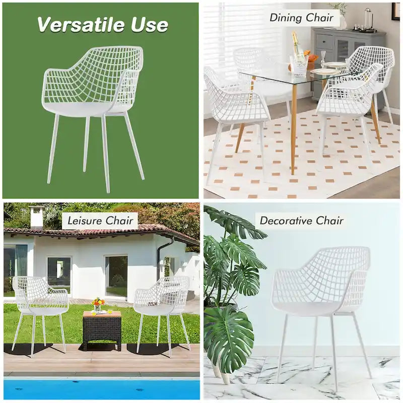 Set of 4 Modern Plastic Shell Dining Chairs with Metal Legs by Costway