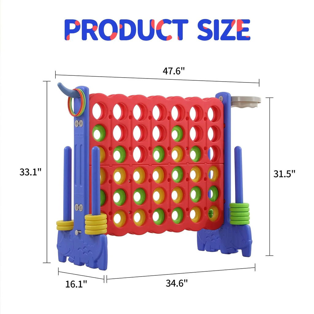 UNICOO? 3-in-1 Giant 4 in A Row Game, Featuring Basketball Hoop, Ring Toss Game & 4-to-Score Game. Perfect for Kids & Adults, Parties & Gatherings with Carrying Bag (Red + Blue)