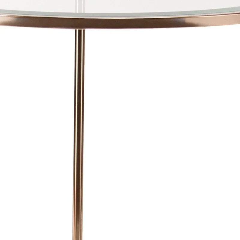 HomeRoots 26-Inch Gold Glass and Iron Round End Table with Shelf - Dimensions: 24.25 x 24.25 x 26.25 Inches