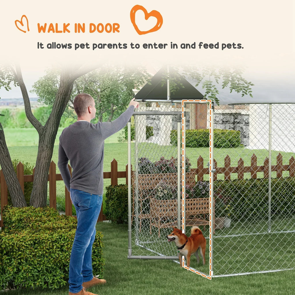 PawHut 19.7' x 7.5' x 7.5' Outdoor Dog Kennel W/ Waterproof Roof