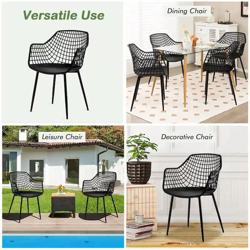 Set of 4 Modern Plastic Shell Dining Chairs with Metal Legs by Costway