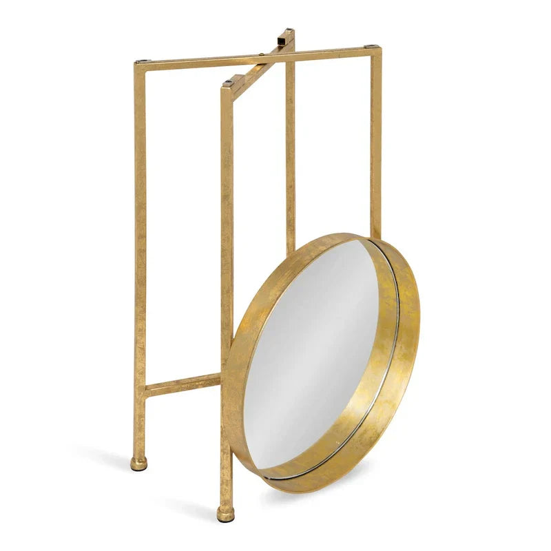 Kate and Laurel Celia Round Metal Folding Accent Table with Tray