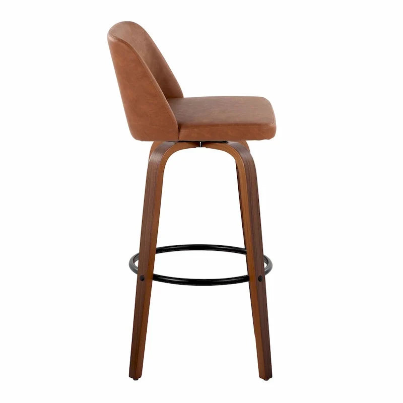 Set of 2 Carson Carrington Vallberga 30-Inch Fixed-Height Bar Stools with Walnut Wood Base