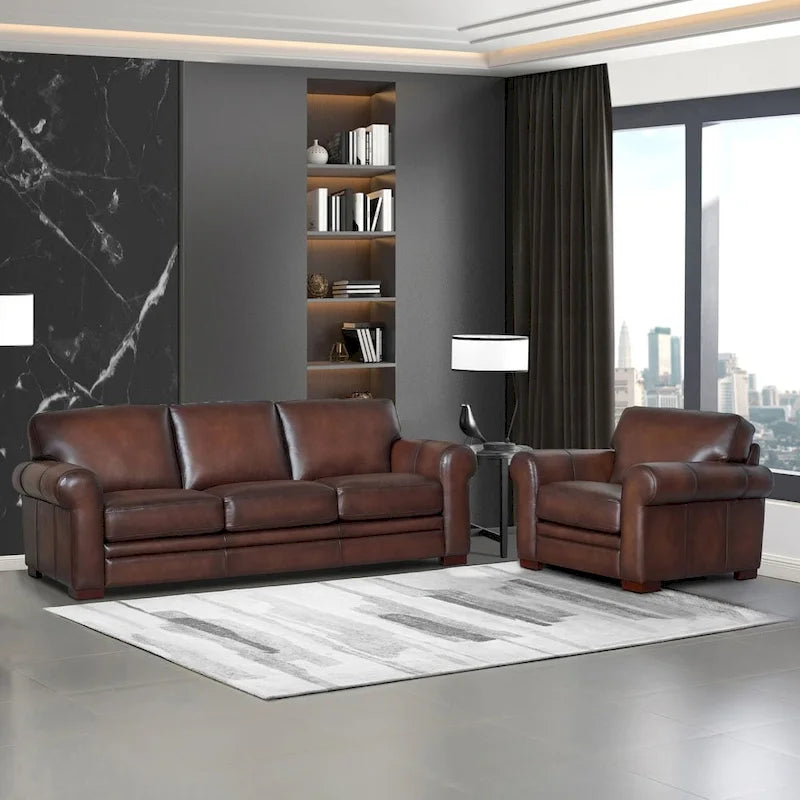 Hydeline Brookfield Premium Top Grain Leather Sofa and Chair Set