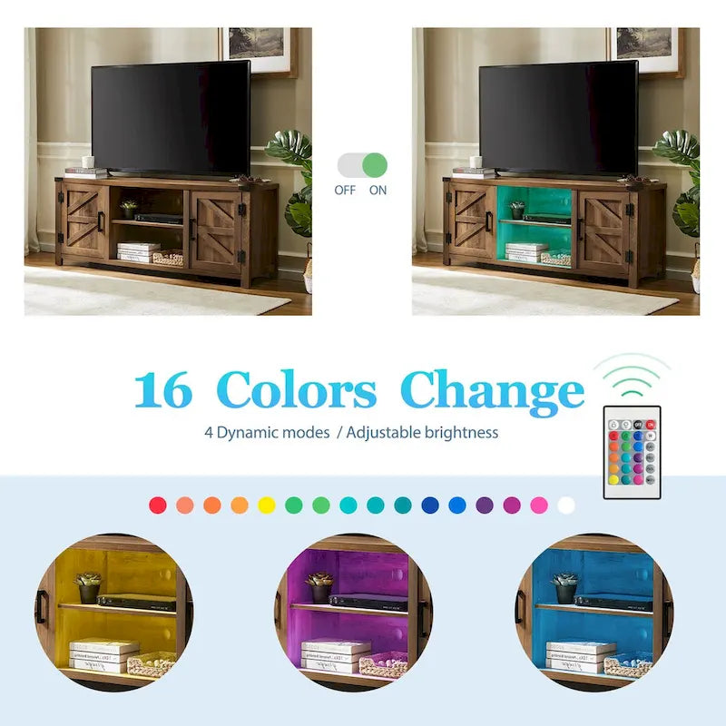 Rustic Farmhouse Barndoor TV Stand - Entertainment Center for TVs up to 70 Inches