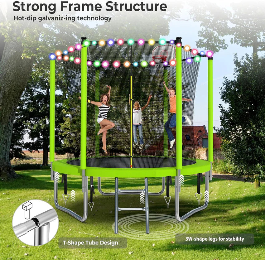 Upgraded 16Ft Trampoline with Basketball Hoop & Net