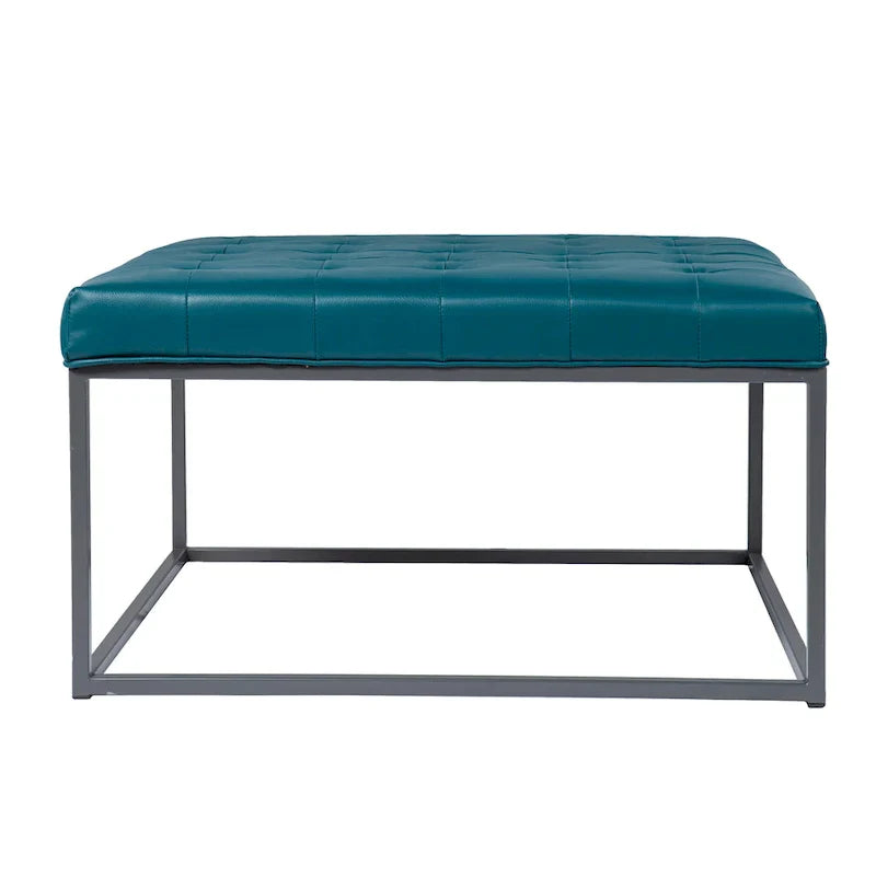 SEI Furniture Healy Tufted Ottoman in Faux Leather