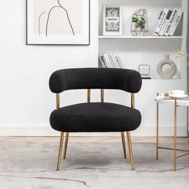 SEYNAR Contemporary Glam Upholstered Open-Back Accent Chair with Gold Legs