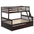 Gymax Twin Over Full Bunk Bed with Twin Trundle Convertible Platform