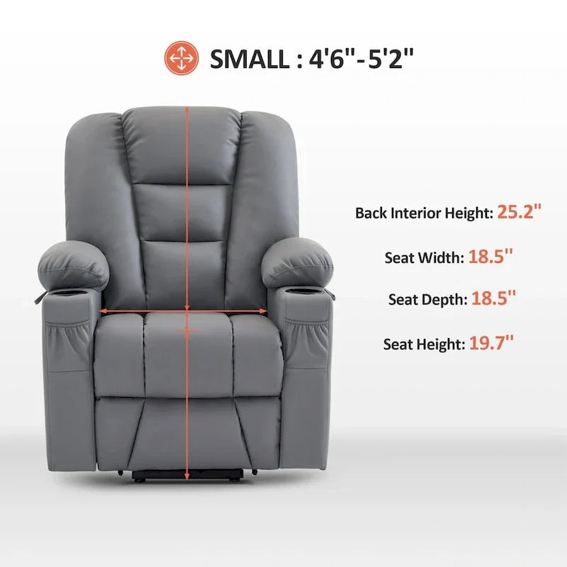 MCombo Compact Power Lift Recliner Chair with Massage and Heat for Seniors, Faux Leather Model 7569