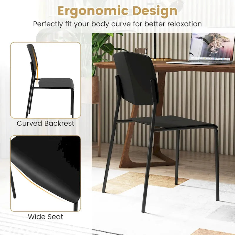 Set of 4 Stackable Dining Chairs with Ergonomic Backrest and Spacious Seat by Gymax