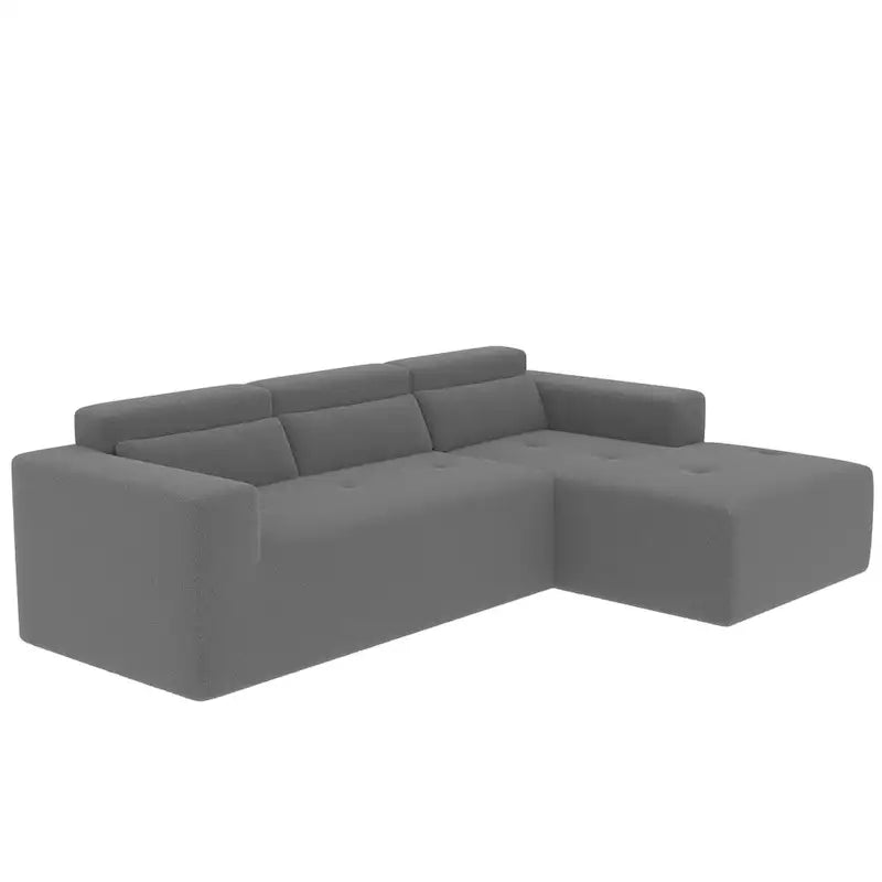 L Shaped Sectional Sofa with Upholstered Cushions and Modular Design
