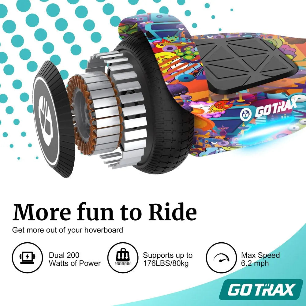 GOTRAX Edge Hoverboard for Kids Adults, 6.5" Tires 6.2Mph & 2.5 Miles Self Balancing Scooter
