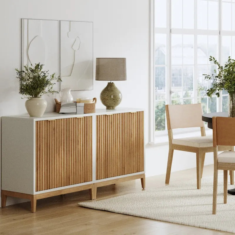 Jasper Contemporary Sideboard - Kitchen Storage Cabinet with Elegant Fluted Doors