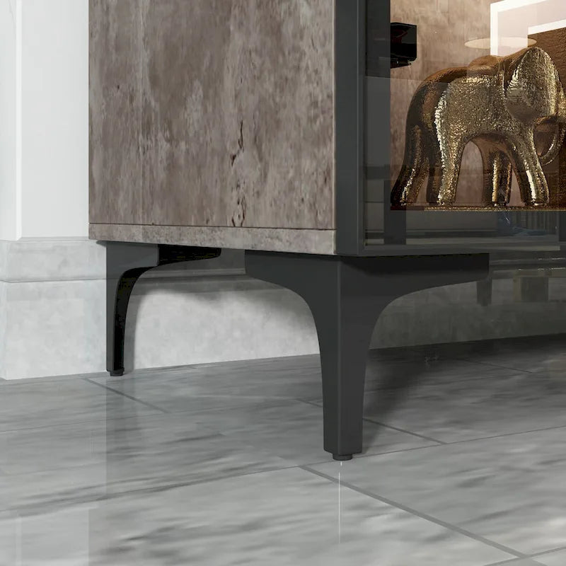 Glass-Door Display Storage Cabinet with LED Lighting