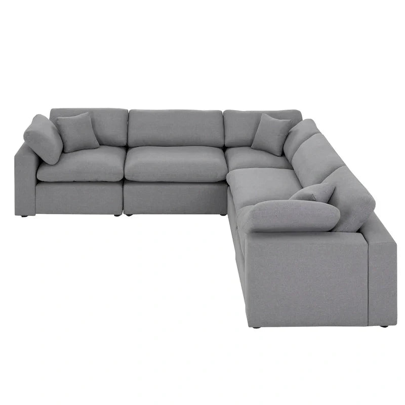 iNSPIRE Q Modern Anka Grey Linen 5-Piece Sectional Sofa